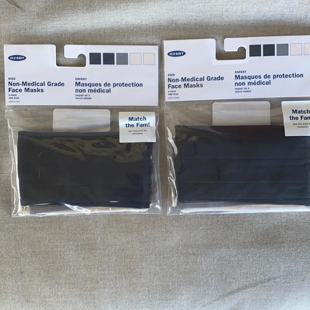 New old navy kid face masks 2 packs of 5 mask Grey black ivory multi 😷